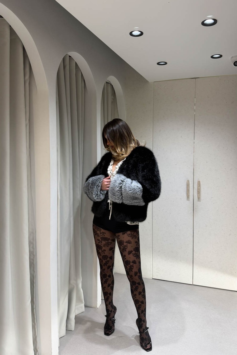 Γούνινο Μπολερό Δίχρωμο