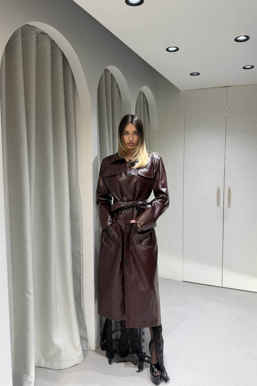 Καμπαρντίνα Δερματίνη Μπορντό