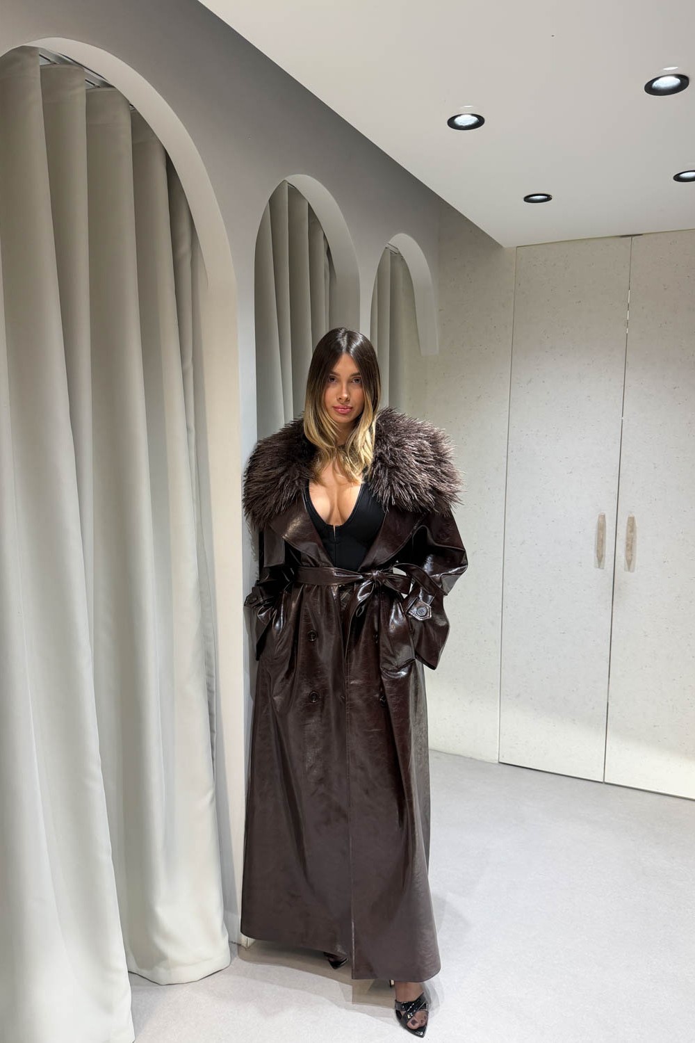 Καμπαρντίνα Μακριά με Γουνάκι