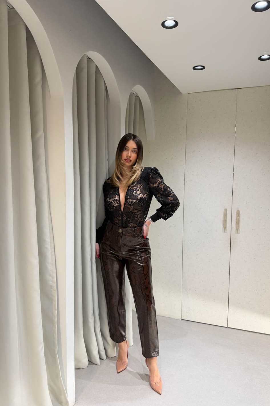 Παντελόνι Boyfriend Δερματίνη