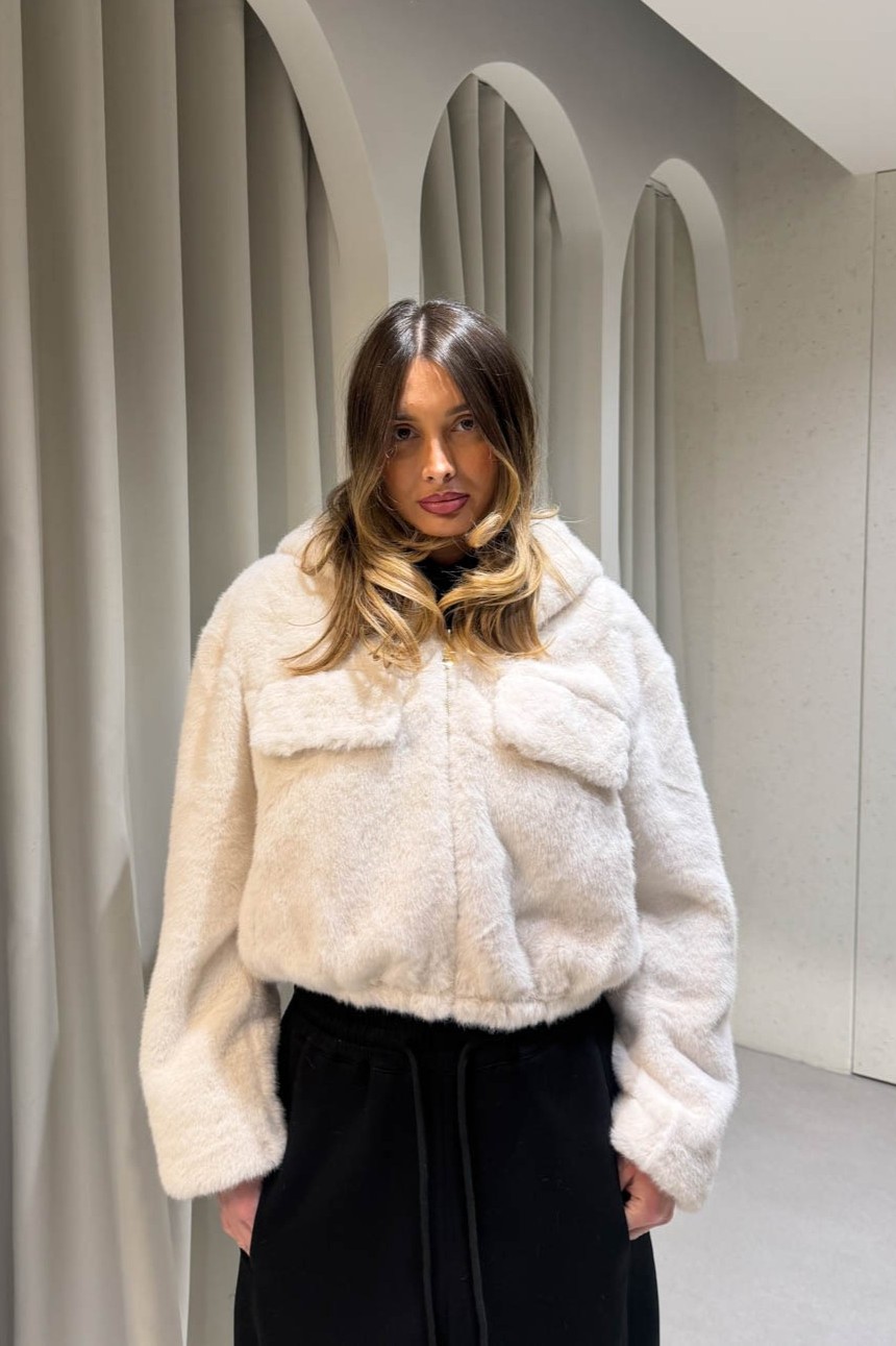 Γουνάκι Crop Λευκό