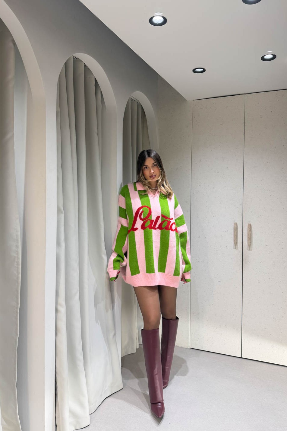 Πουλόβερ oversized Lalace Pink