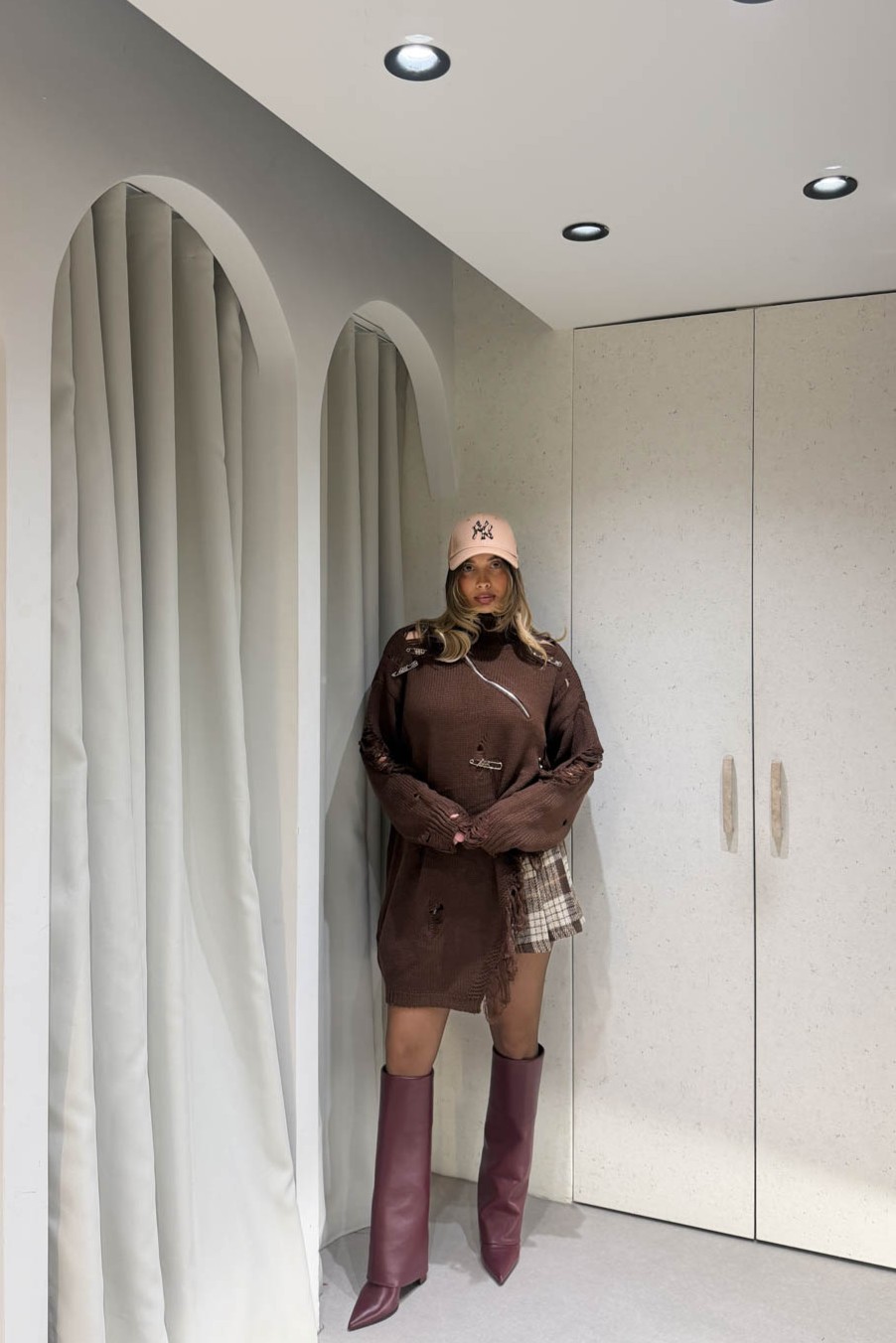 Μπλούζα Oversized Πλεκτή με Σκισίματα