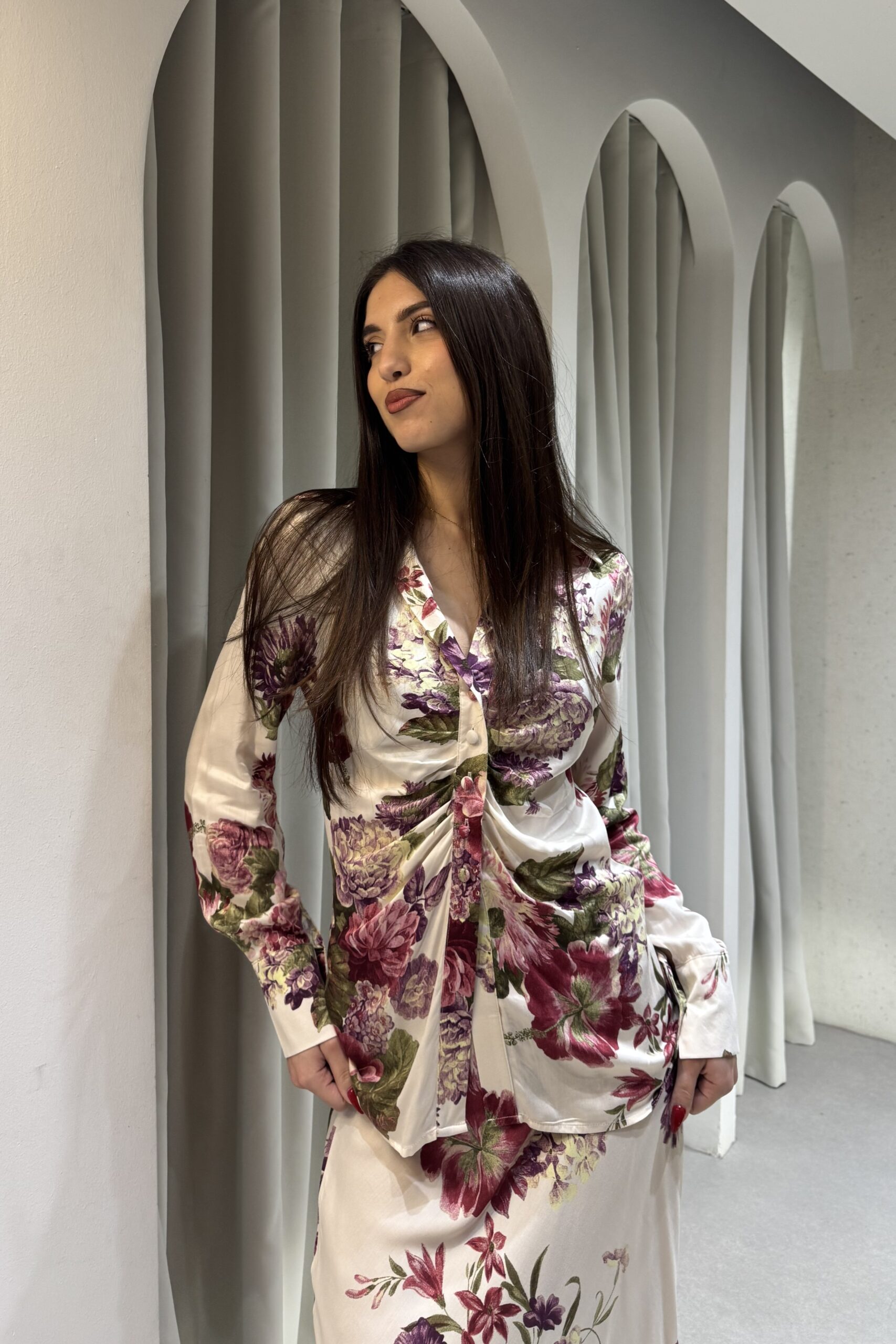 Πουκάμισο Φλοραλ με Σούρα