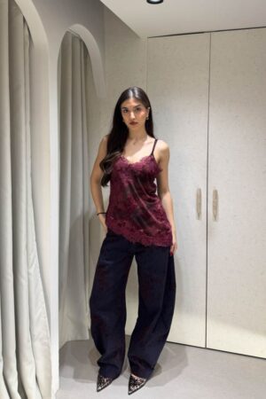 Μπλούζα Ραντάκι Φλοράλ με Δαντέλα