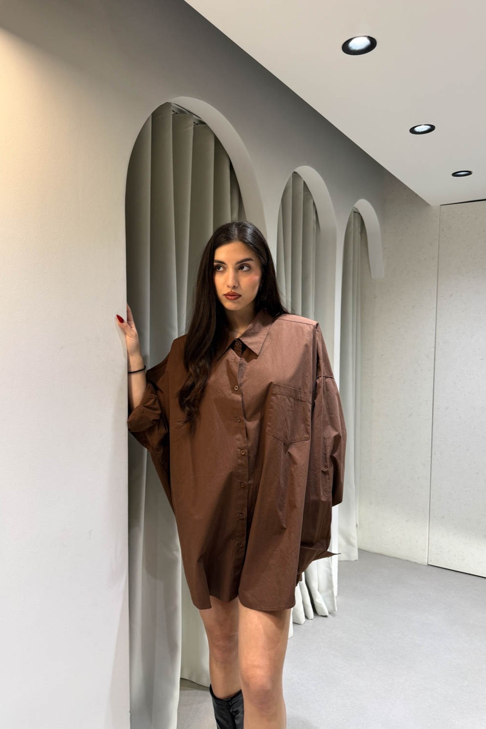 Πουκάμισο Καφέ Oversized