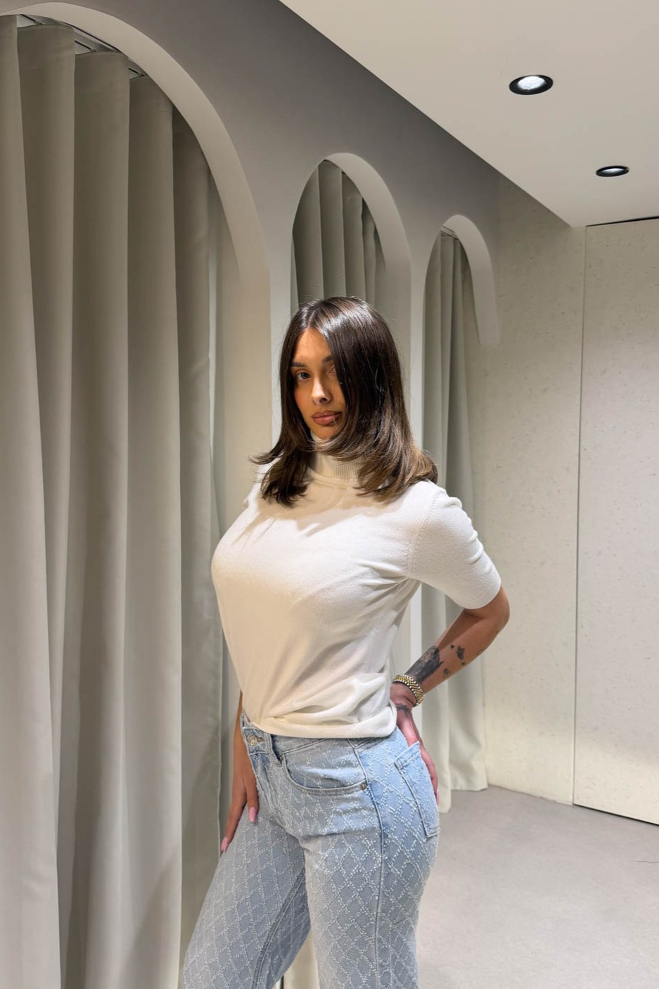 Μπλούζα Κοντομάνικη Πλεκτή