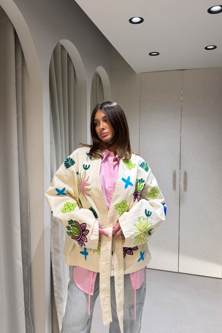 Jacket Flower Beige