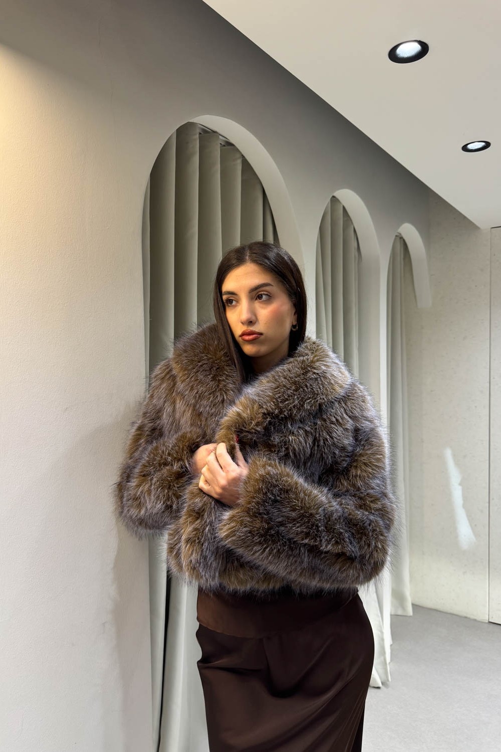 Γούνα Crop Brown and Purple