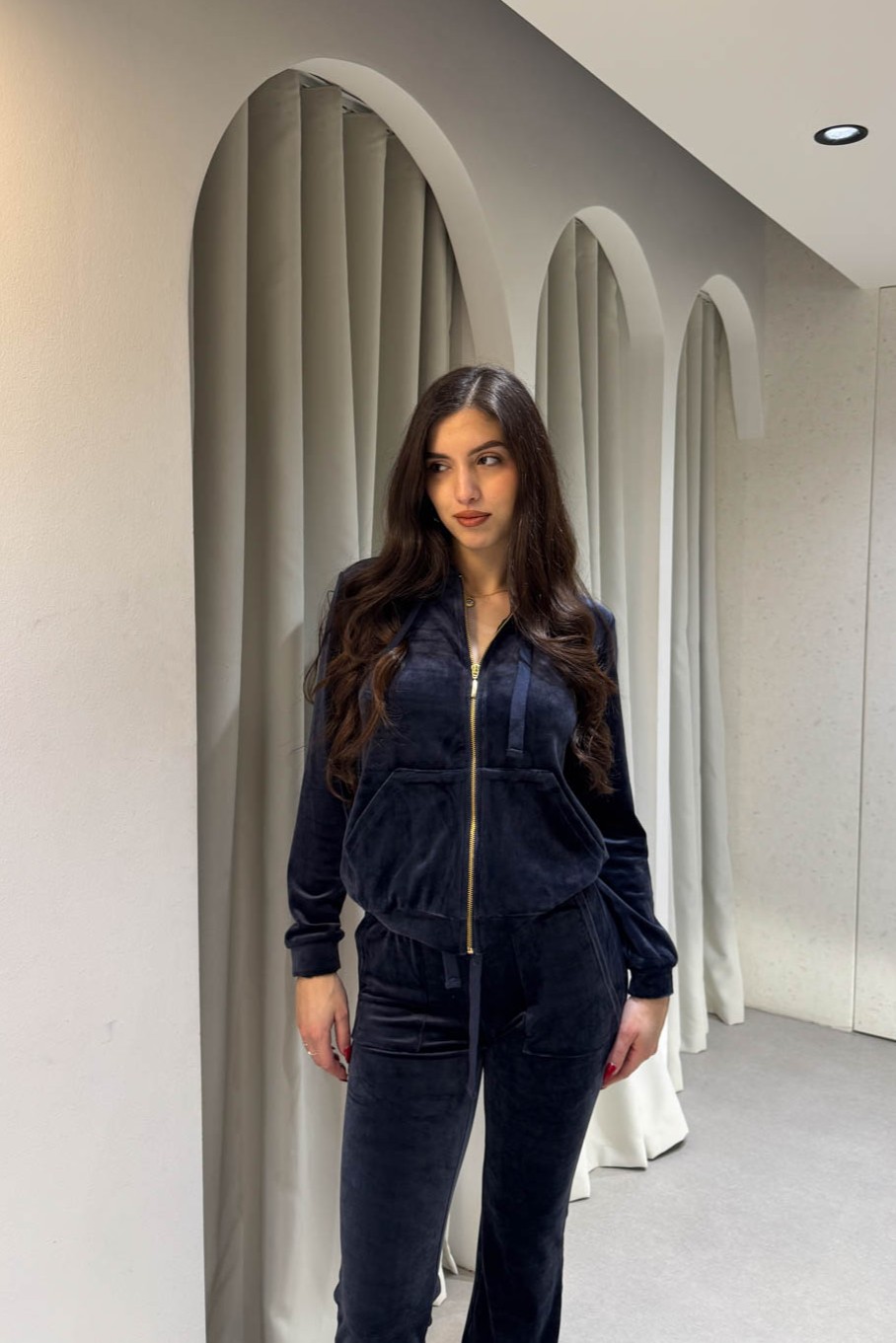 Σετ βελουτέ φόρμα με ζακέτα & παντελόνι