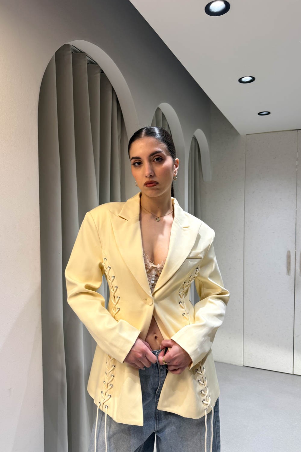 Σακάκι Χιαστή Λεμονί