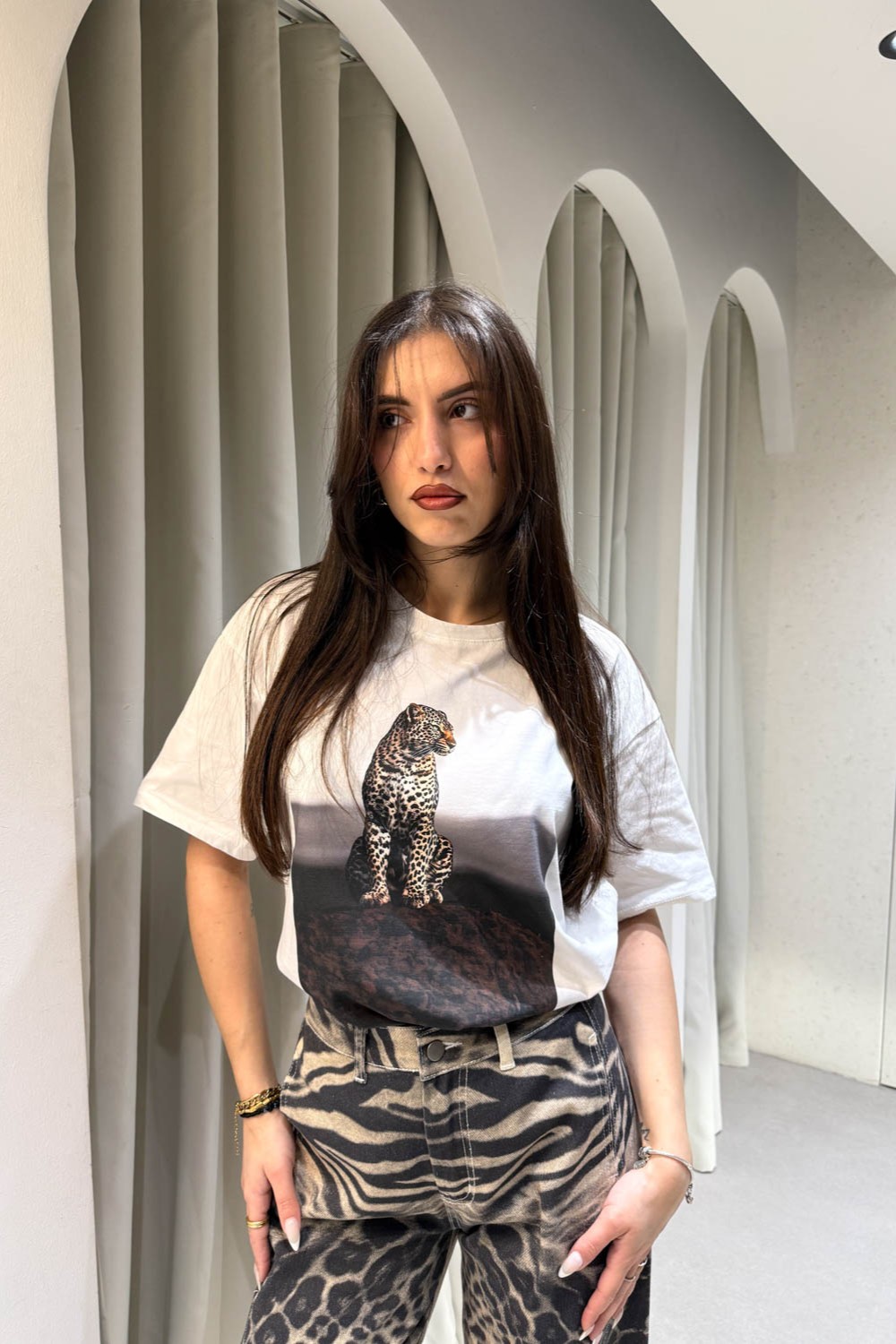 T-shirt Leopard Grey