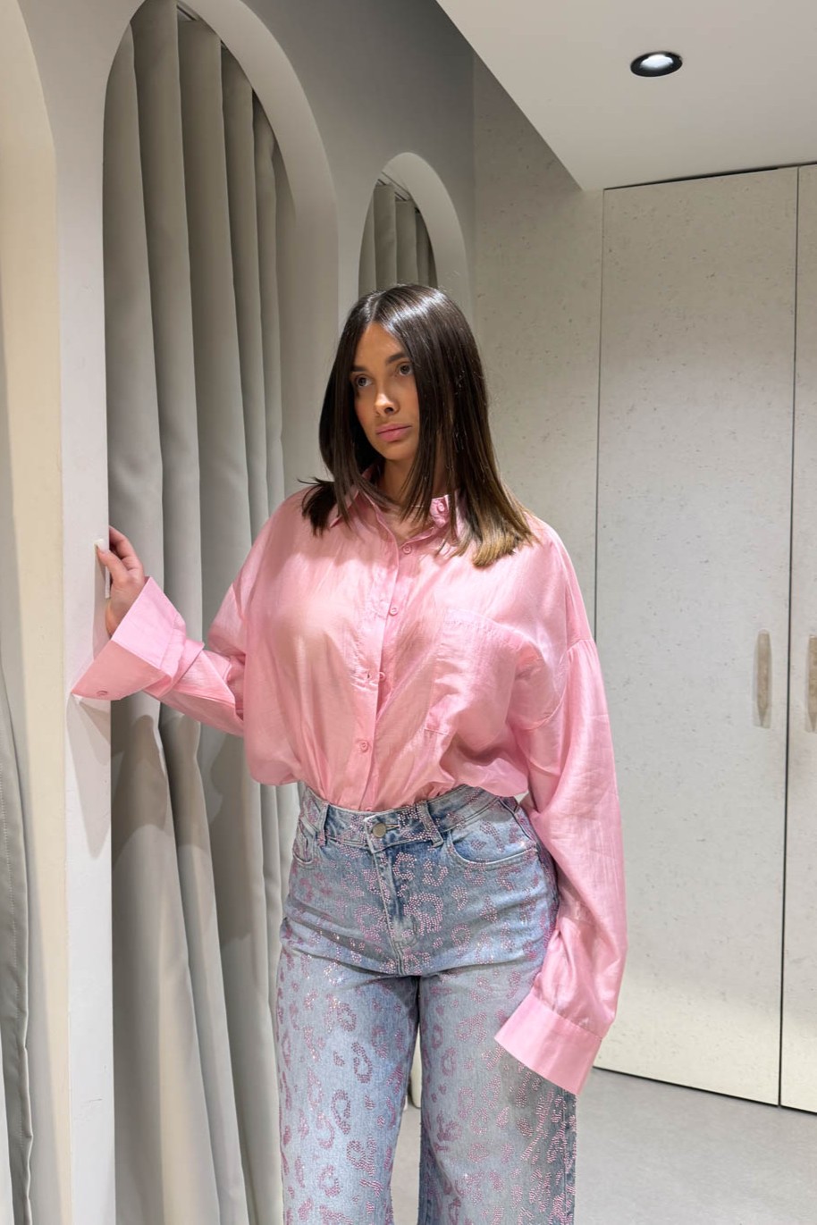 Πουκάμισο Διάφανο Ροζ