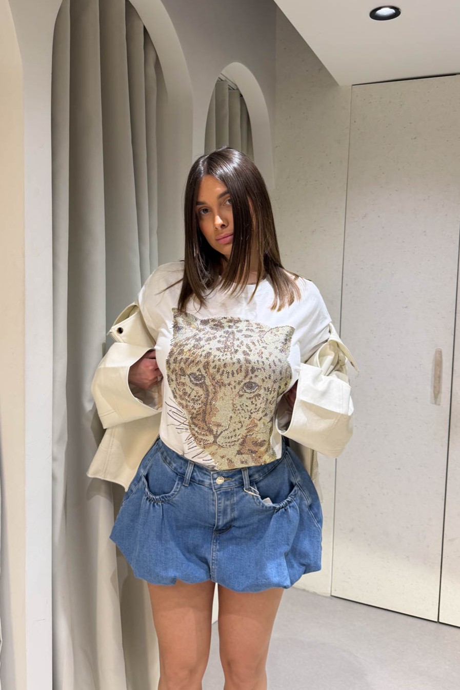 T-shirt Tiger Gold με Strass