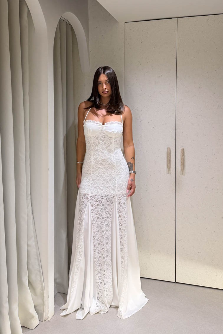 Φόρεμα Maxi White Δαντέλα