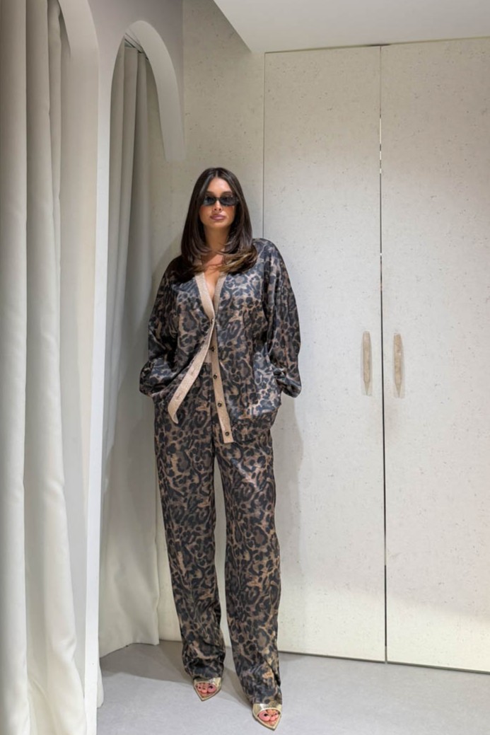 Ζακέτα Leopard με Χρυσοκλωστή