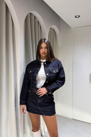 Jean Σετ Dark Blue Jacket & Skirt